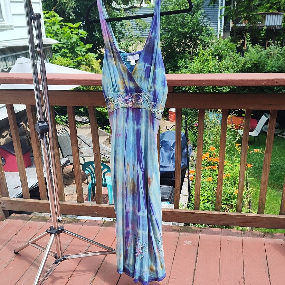 Blue Sky Colorful Tie-Dye Dress